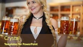  Presentation with hands holding - PPT layouts featuring portrait-of-smiling-blonde-woman background and a tawny brown colored foreground