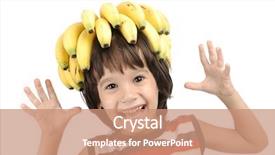  Presentation with banana - Beautiful slides featuring portrait of smiling boy holding banana on head backdrop and a coral colored foreground