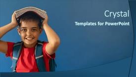  Presentation with childhood - Presentation design consisting of portrait-of-smiling-caucasian-boy background and a ocean colored foreground