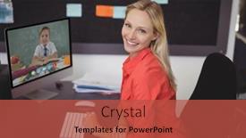  Presentation with lockdown - Theme featuring portrait-of-smiling-caucasian-female background and a red colored foreground