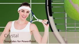  Presentation with female sport - Presentation with portrait-of-smiling-caucasian-young background and a lemonade colored foreground