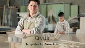  Presentation with aged wood - Presentation with portrait-of-smiling-confident-middle background and a coral colored foreground