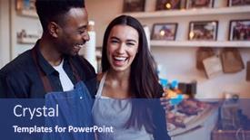  Presentation with coffee shop - Slide set consisting of portrait-of-smiling-couple-running background and a ocean colored foreground