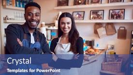  Presentation with coffee shop - Audience pleasing presentation consisting of portrait-of-smiling-couple-running backdrop and a ocean colored foreground