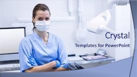  Presentation with dental assistant - Slide set with portrait of smiling dental assistant background and a sky blue colored foreground