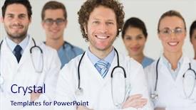  Presentation with nurses - Colorful theme enhanced with portrait of smiling doctors and nurses in hospital backdrop and a sky blue colored foreground