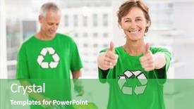  Presentation with eco - Presentation design with portrait of smiling eco-minded background and a shamrock green colored foreground