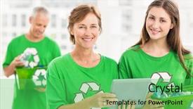  Presentation with eco - Amazing slide deck having portrait of smiling eco-minded backdrop and a seafoam green colored foreground