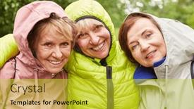  Presentation with season - Presentation design having portrait-of-smiling-elderly-female background and a yellow colored foreground