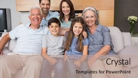  Presentation with extended family - Audience pleasing PPT layouts consisting of portrait of smiling extended family backdrop and a coral colored foreground