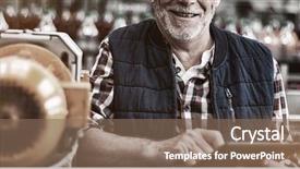  Presentation with plant factory vegetable hydroponic - Presentation theme consisting of portrait of smiling factory worker background and a violet colored foreground