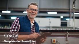  Presentation with petrol factory - Cool new presentation with portrait of smiling factory worker backdrop and a tawny brown colored foreground