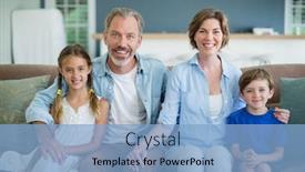  Presentation with living room family - Theme enhanced with portrait-of-smiling-family-sitting background and a light blue colored foreground