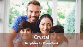  Presentation with family children - PPT theme consisting of portrait of smiling family with children at home background and a tawny brown colored foreground