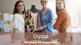  Presentation with workshop - Theme having portrait of smiling fashion designers background and a coral colored foreground