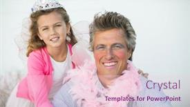  Presentation with fairy - Cool new slides with portrait of smiling father and daughter in fairy costume backdrop and a lemonade colored foreground