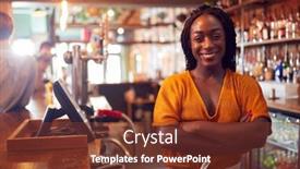  Presentation with bar - Audience pleasing PPT theme consisting of portrait-of-smiling-female-bar backdrop and a tawny brown colored foreground