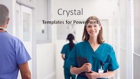  Presentation with busy doctor - Colorful PPT layouts enhanced with portrait-of-smiling-female-doctor backdrop and a lemonade colored foreground