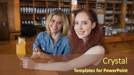  Presentation with cocktail bar - Beautiful presentation featuring portrait-of-smiling-female-friends backdrop and a tawny brown colored foreground