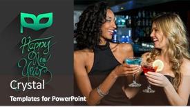  Presentation with classy - Beautiful PPT theme featuring portrait of smiling friends against classy new year greeting backdrop and a tawny brown colored foreground