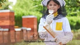  Presentation with brush - Slides consisting of portrait-of-smiling-girl-holding and a coral colored foreground