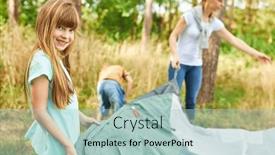  Presentation with tent - Presentation featuring portrait-of-smiling-girl-setting background and a light blue colored foreground