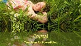  Presentation with sky blue - PPT theme enhanced with portrait-of-smiling-girl background and a tawny brown colored foreground