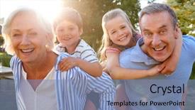  Presentation with diverse group of smiling people giving thumbs up - Amazing theme having portrait of smiling grandparents giving backdrop and a seafoam green colored foreground