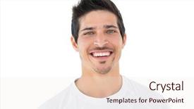  Presentation with football - Slides consisting of portrait of smiling handsome football background and a sky blue colored foreground