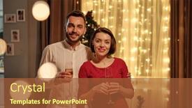  Presentation with flutes - Beautiful PPT layouts featuring portrait-of-smiling-handsome-man backdrop and a red colored foreground