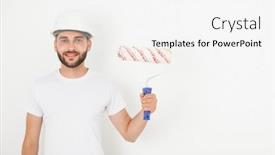  Presentation with wall paint - Slides consisting of portrait-of-smiling-handsome-young background and a white colored foreground