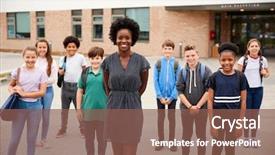  Presentation with high school - Amazing theme having portrait of smiling high school backdrop and a violet colored foreground
