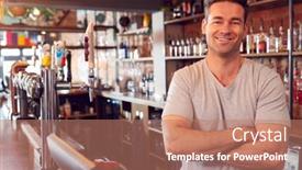  Presentation with bar - PPT layouts enhanced with portrait-of-smiling-male-bar background and a coral colored foreground