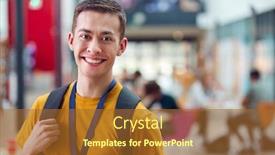  Presentation with college campus - Audience pleasing theme consisting of portrait-of-smiling-male-college backdrop and a tawny brown colored foreground