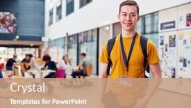  Presentation with college campus - Amazing theme having portrait-of-smiling-male-college backdrop and a coral colored foreground