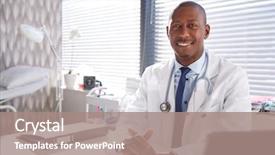  Presentation with doctor office - Audience pleasing slide deck consisting of portrait of smiling male doctor backdrop and a coral colored foreground