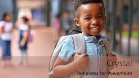  Presentation with pupil - Theme enhanced with portrait-of-smiling-male-elementary background and a coral colored foreground