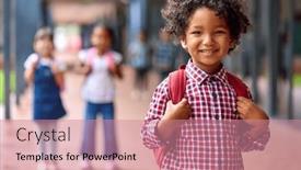  Presentation with pupil - Slide deck with portrait-of-smiling-male-elementary background and a coral colored foreground