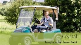  Presentation with golf - Presentation design enhanced with portrait-of-smiling-male-golfer background and a yellow colored foreground
