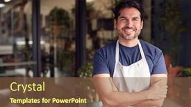  Presentation with plants - PPT theme enhanced with portrait-of-smiling-male-owner background and a tawny brown colored foreground