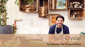  Presentation with sales - Slide set featuring portrait-of-smiling-male-sales background and a coral colored foreground