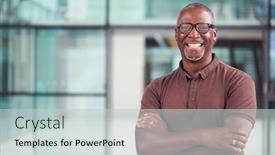  Presentation with businessman standing on maze - Cool new theme with portrait-of-smiling-mature-businessman backdrop and a lemonade colored foreground