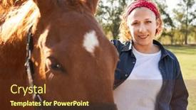  Presentation with sunny sky - PPT theme consisting of portrait-of-smiling-mature-female background and a tawny brown colored foreground