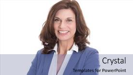  Presentation with woman menopause - Colorful slides enhanced with portrait of smiling mature woman backdrop and a ocean colored foreground