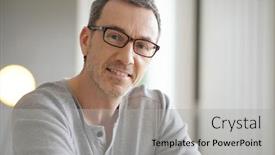  Presentation with middle ages portrait - Amazing PPT layouts having portrait-of-smiling-middle-aged backdrop and a light gray colored foreground