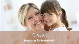  Presentation with dental mother and child - Colorful PPT layouts enhanced with portrait of smiling mother backdrop and a coral colored foreground