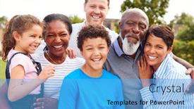  Presentation with home garden - Amazing slide deck having portrait-of-smiling-multi-generation backdrop and a light blue colored foreground