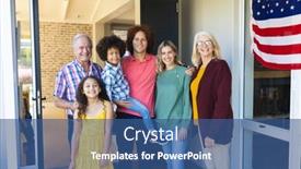  Presentation with america flag - Presentation enhanced with portrait-of-smiling-multiracial-multigeneration background and a  colored foreground