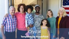  Presentation with military family - Slide set consisting of portrait-of-smiling-multiracial-soldier background and a ocean colored foreground