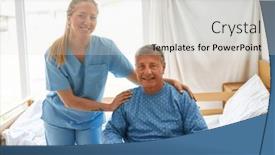  Presentation with rehab - Slides featuring portrait-of-smiling-nurse background and a  colored foreground